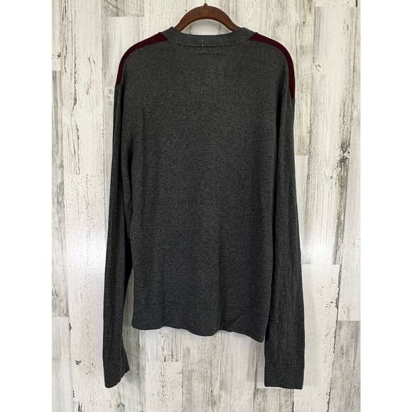 Aeropostale Mens Cardigan Sweater Size Medium Burgundy Gray Wool Blend Button Up - Picture 2 of 8